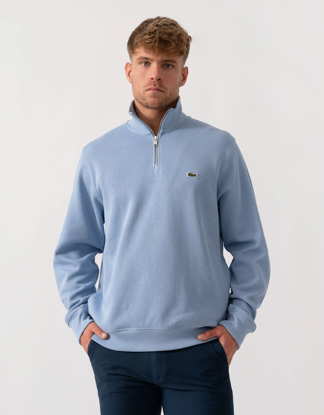 Lacoste Men's Aphylla Aey Zippered Stand-Up Collar Cotton Sweatshirt  44 Xxl