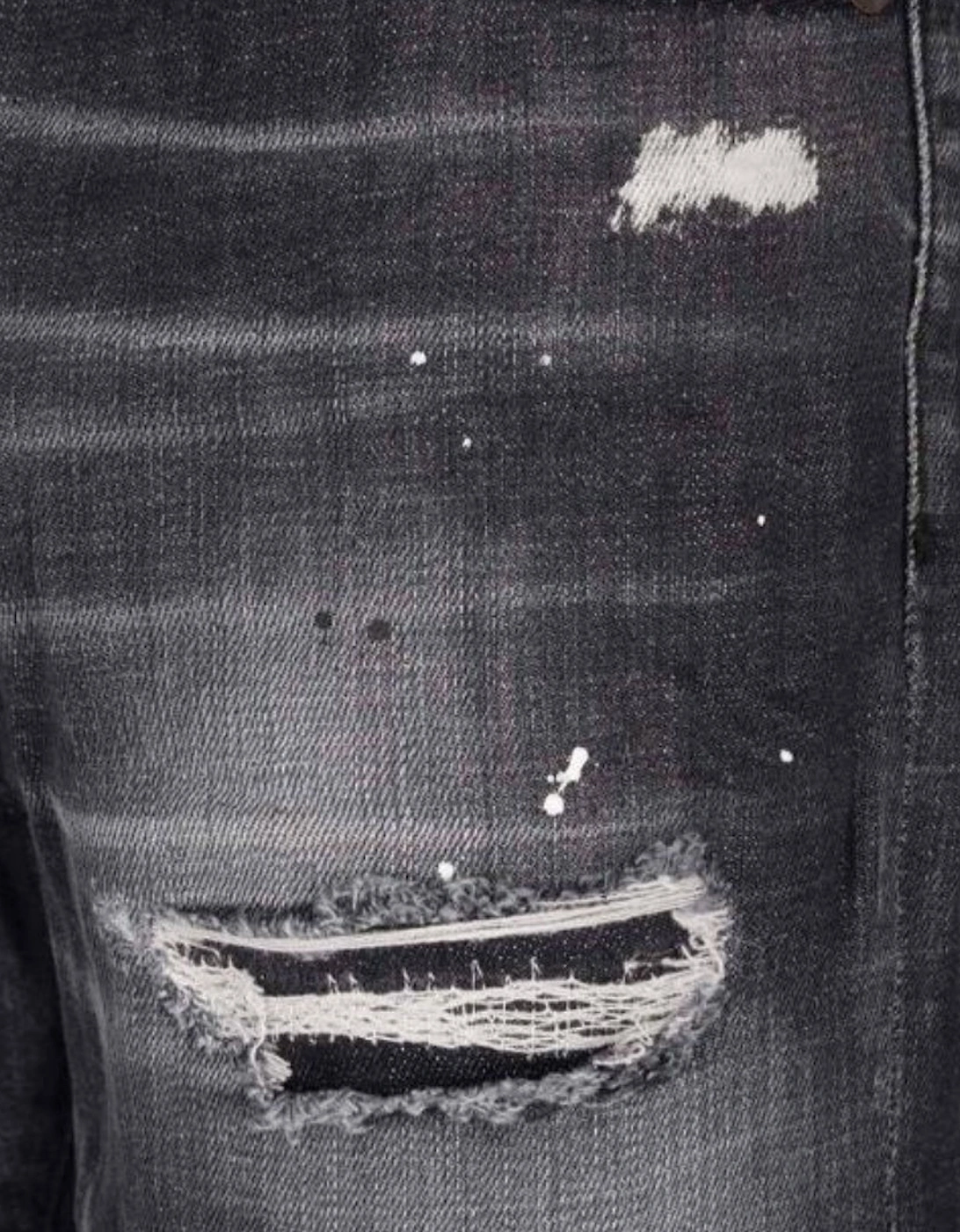642 Denim Paint Splash Black Denim Pants Mens