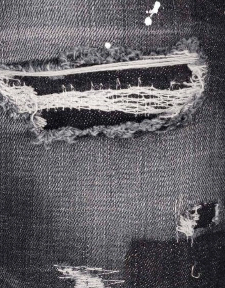 642 Denim Paint Splash Black Denim Pants Mens