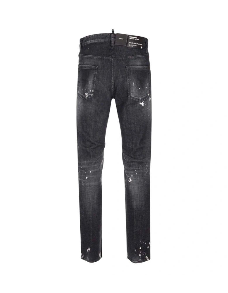 642 Denim Paint Splash Black Denim Pants Mens