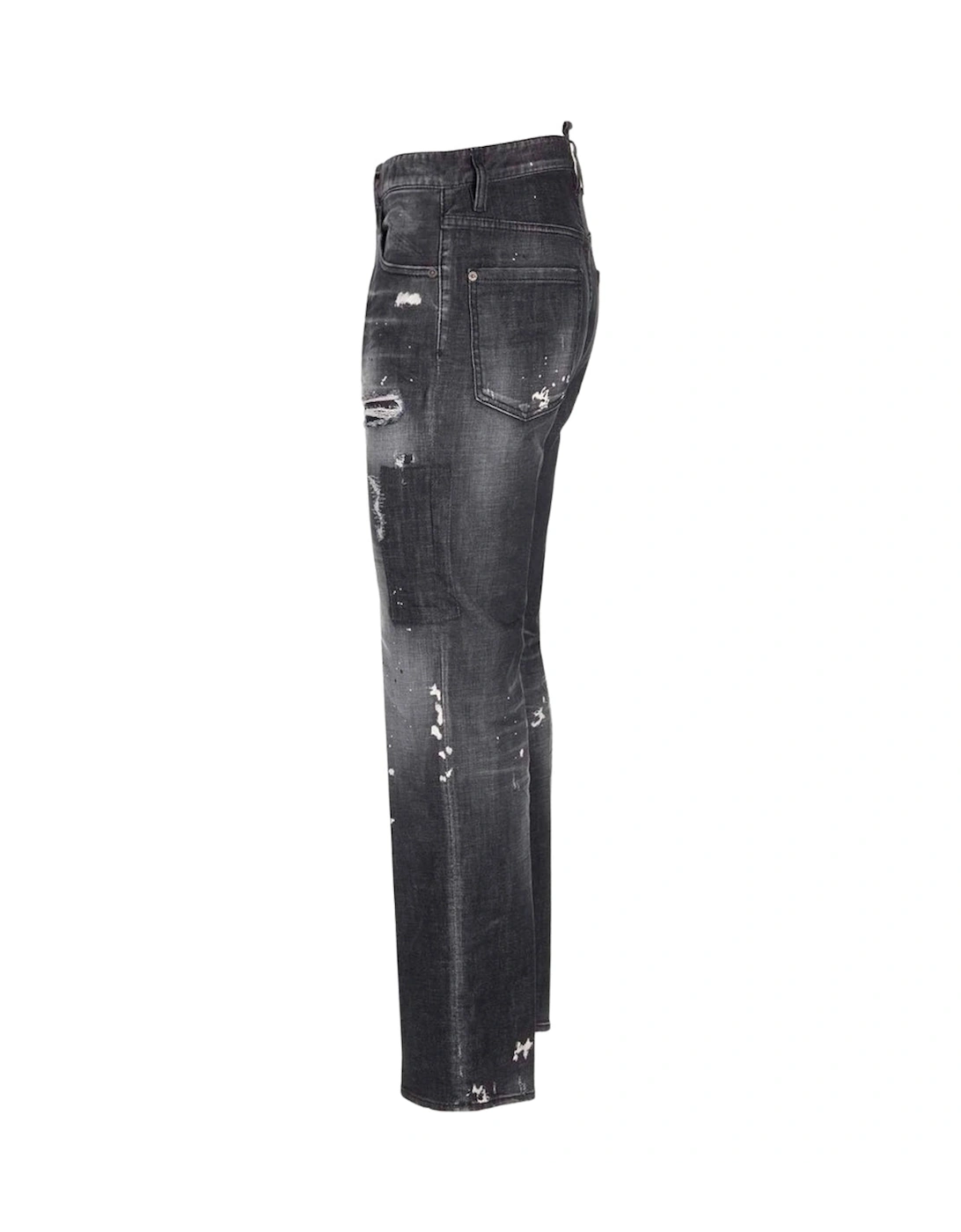 642 Denim Paint Splash Black Denim Pants Mens