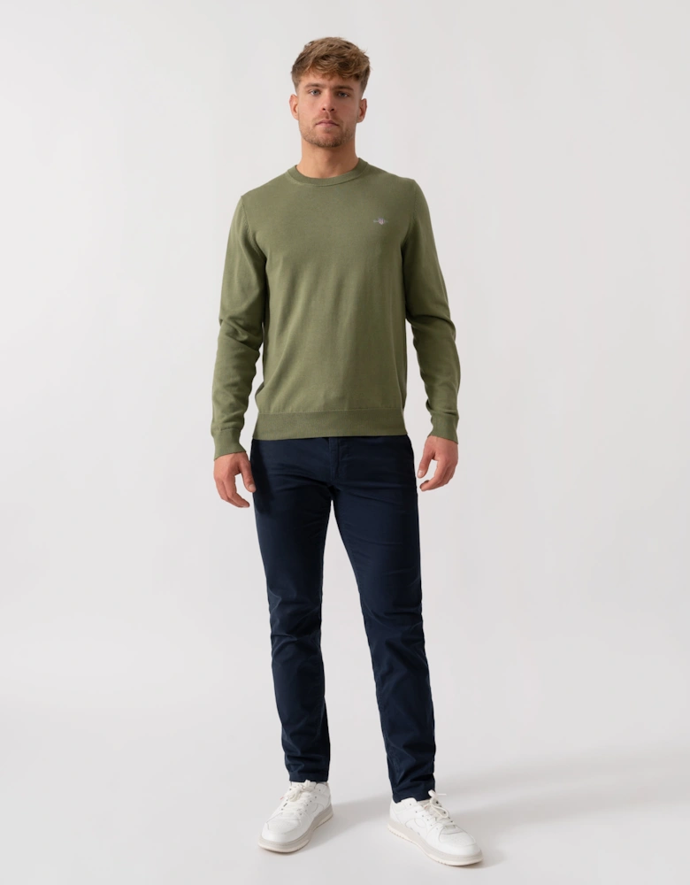 Classic Cotton Crew Neck Jumper - 379 Dry Herb Green