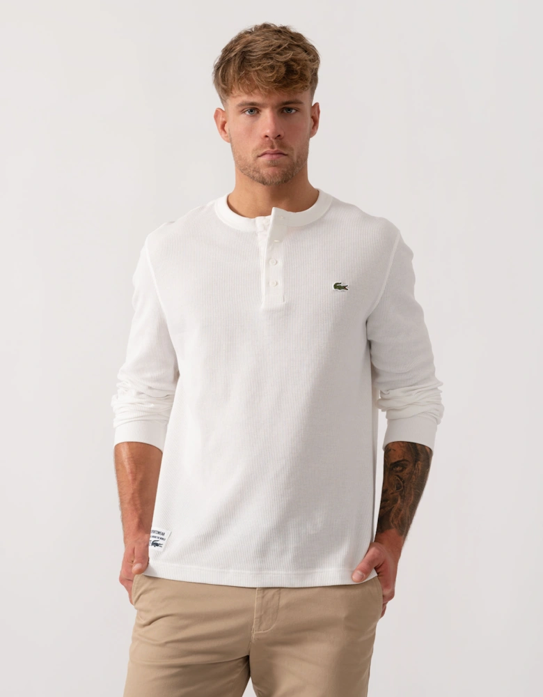 Boxy Tunisian Neck Knit T-Shirt - Flour 70V