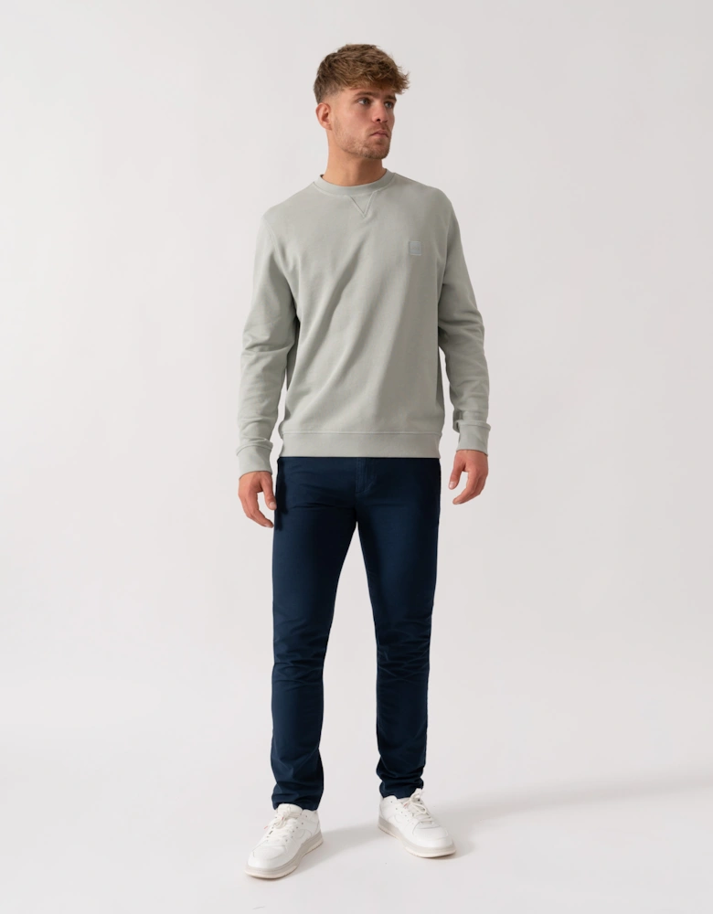 BOSS Orange Westart Mens Crew Neck Sweatshirt With Logo Patch - Silver 043