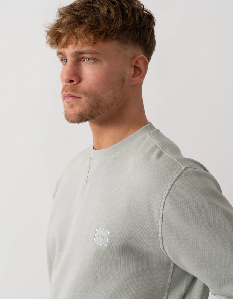 BOSS Orange Westart Mens Crew Neck Sweatshirt With Logo Patch - Silver 043