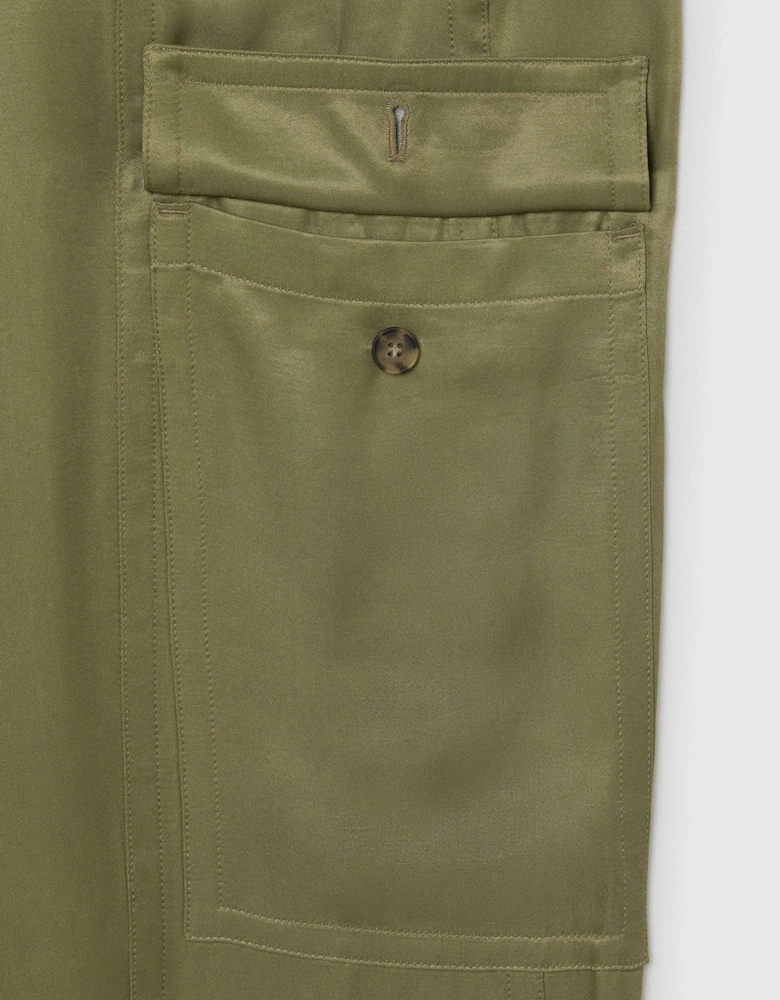 Oversized Satin Cargo Pants