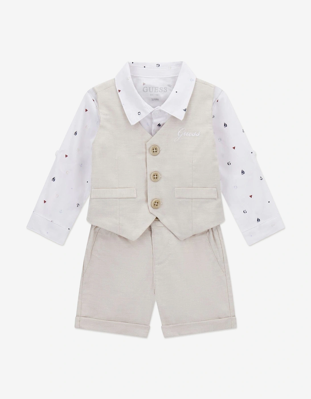 Baby Boys Short Set in Beige, 7 of 6