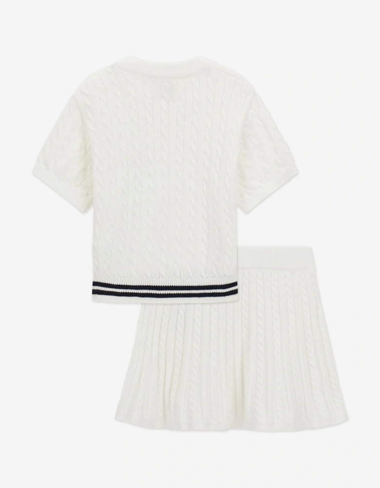 Girls Sweater Top and Skirt Set in Ivory