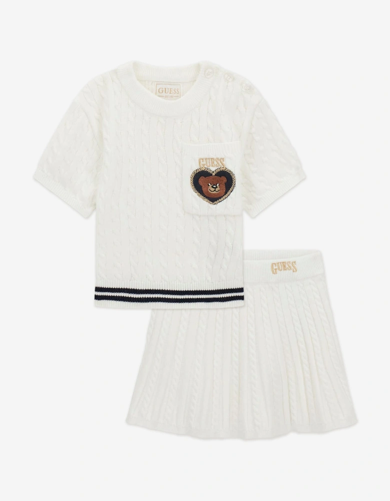Girls Sweater Top and Skirt Set in Ivory