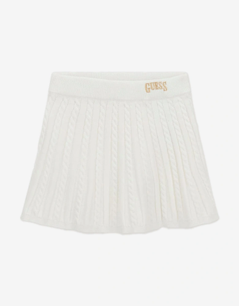 Girls Sweater Top and Skirt Set in Ivory