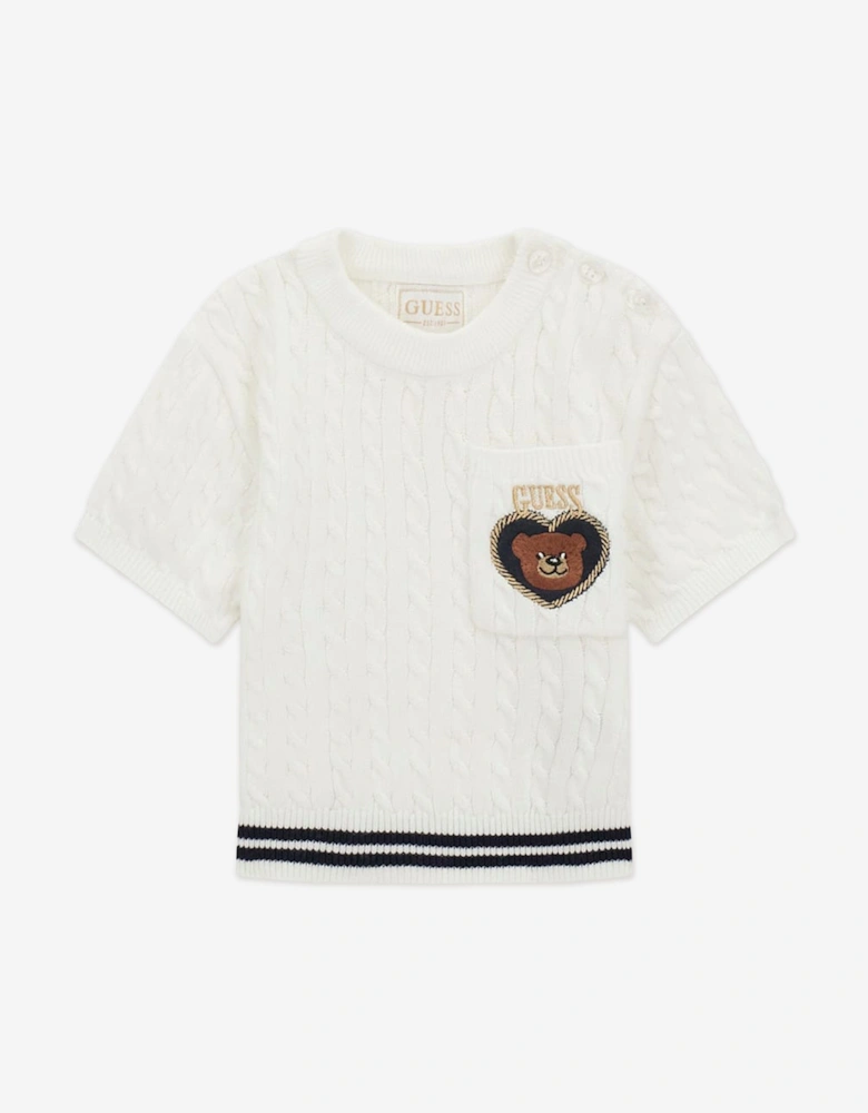 Girls Sweater Top and Skirt Set in Ivory