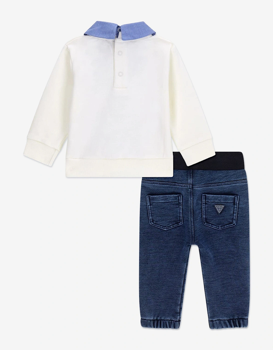 Baby Boys Top and Denim Pants Set in White