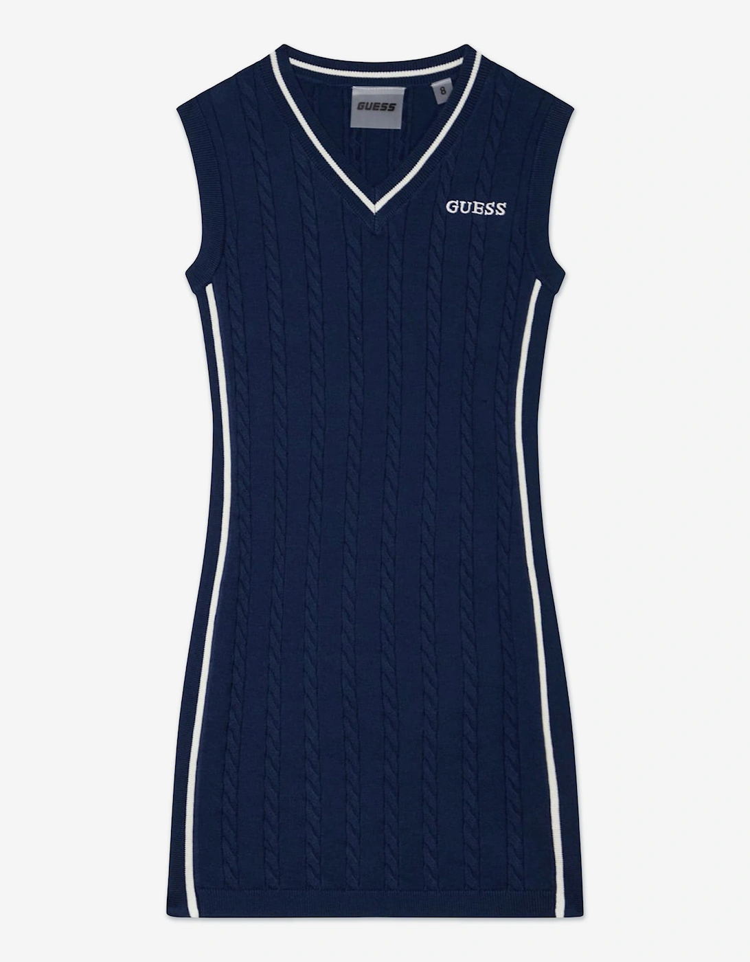 Girls Sleeveless Knitted Dress in Navy, 5 of 4