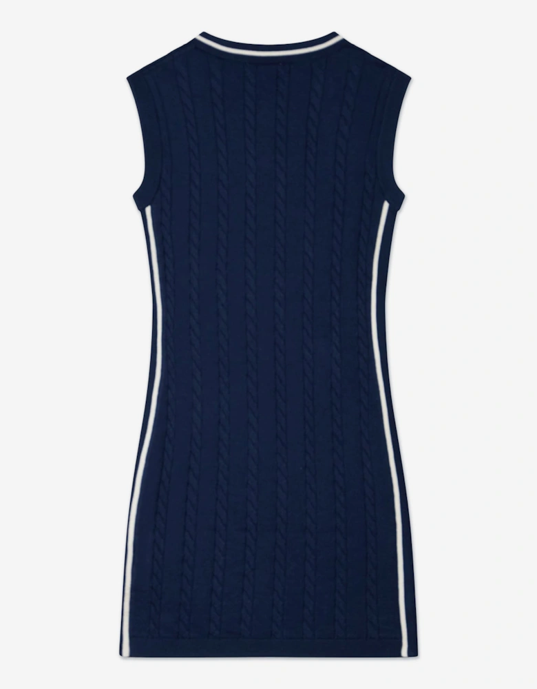 Girls Sleeveless Knitted Dress in Navy