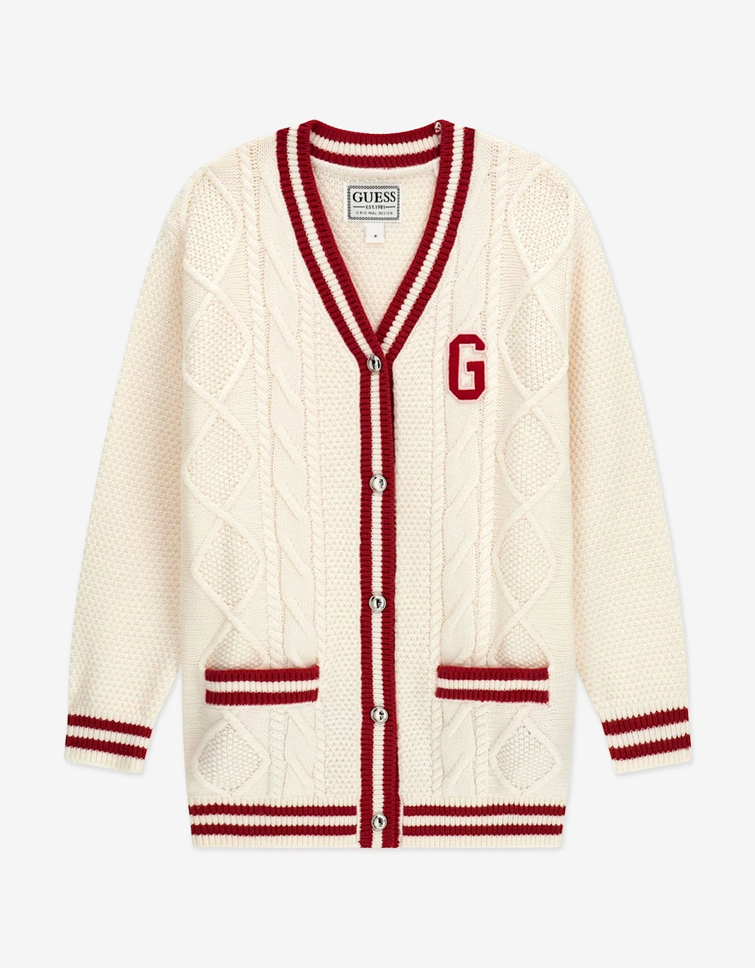 Girls Logo Knitted Cardigan in Ivory, 5 of 4