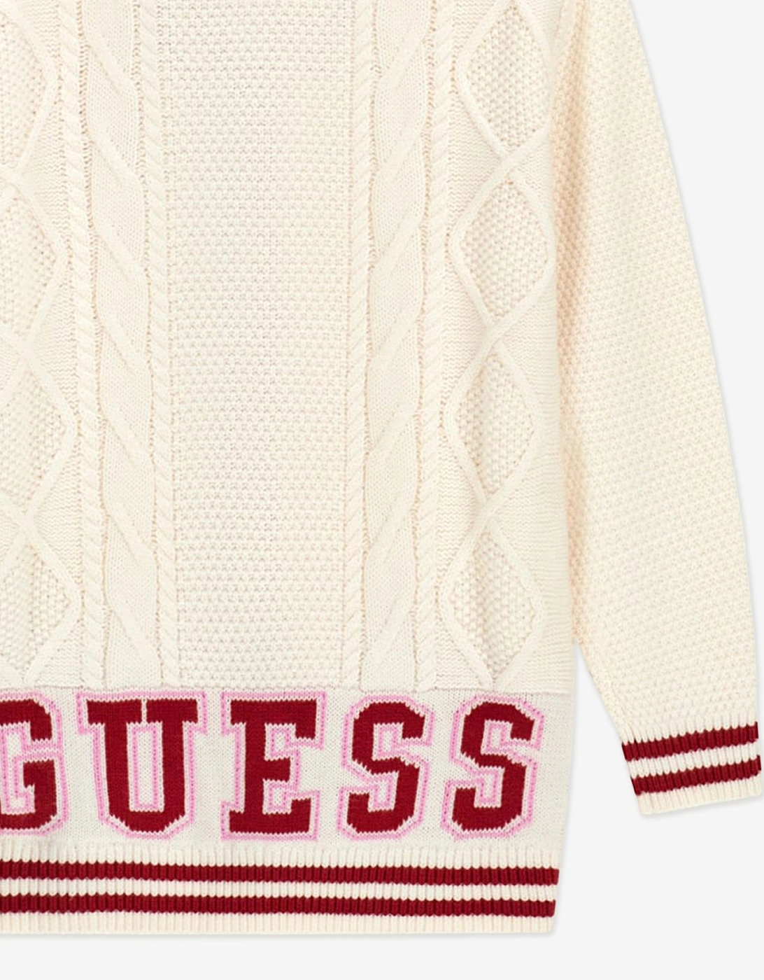 Girls Logo Knitted Cardigan in Ivory