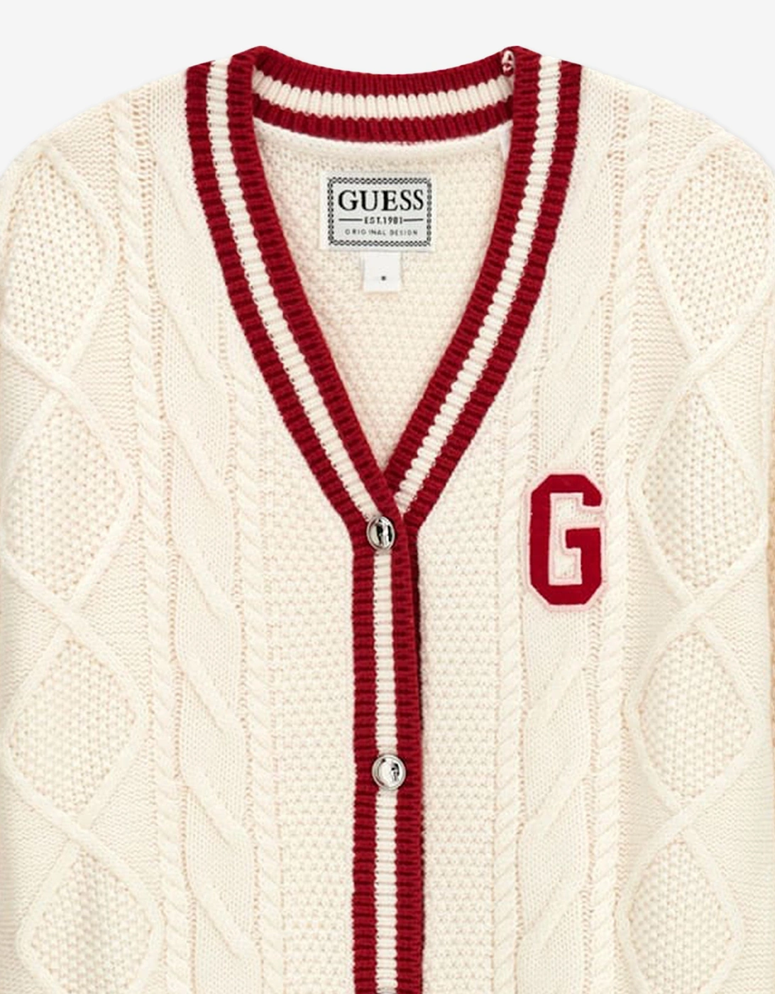 Girls Logo Knitted Cardigan in Ivory