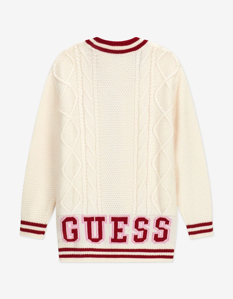Girls Logo Knitted Cardigan in Ivory