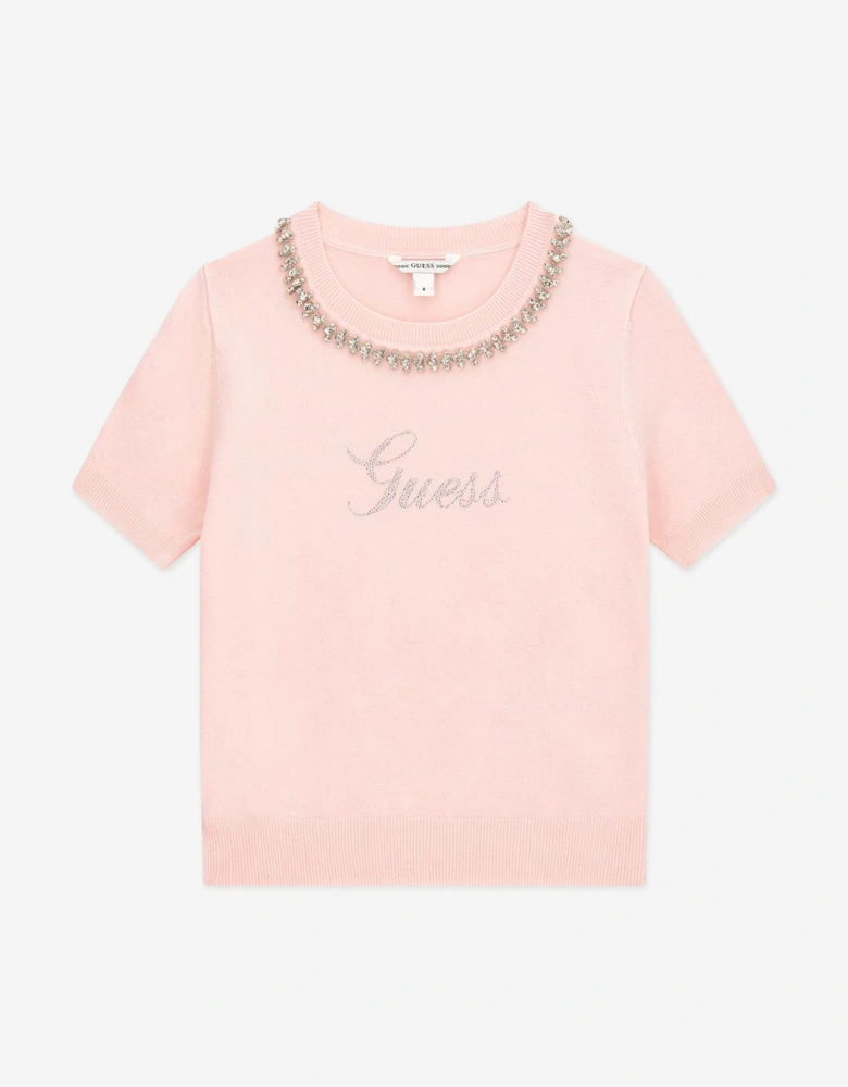 Girls Logo Sweater Top in Pink