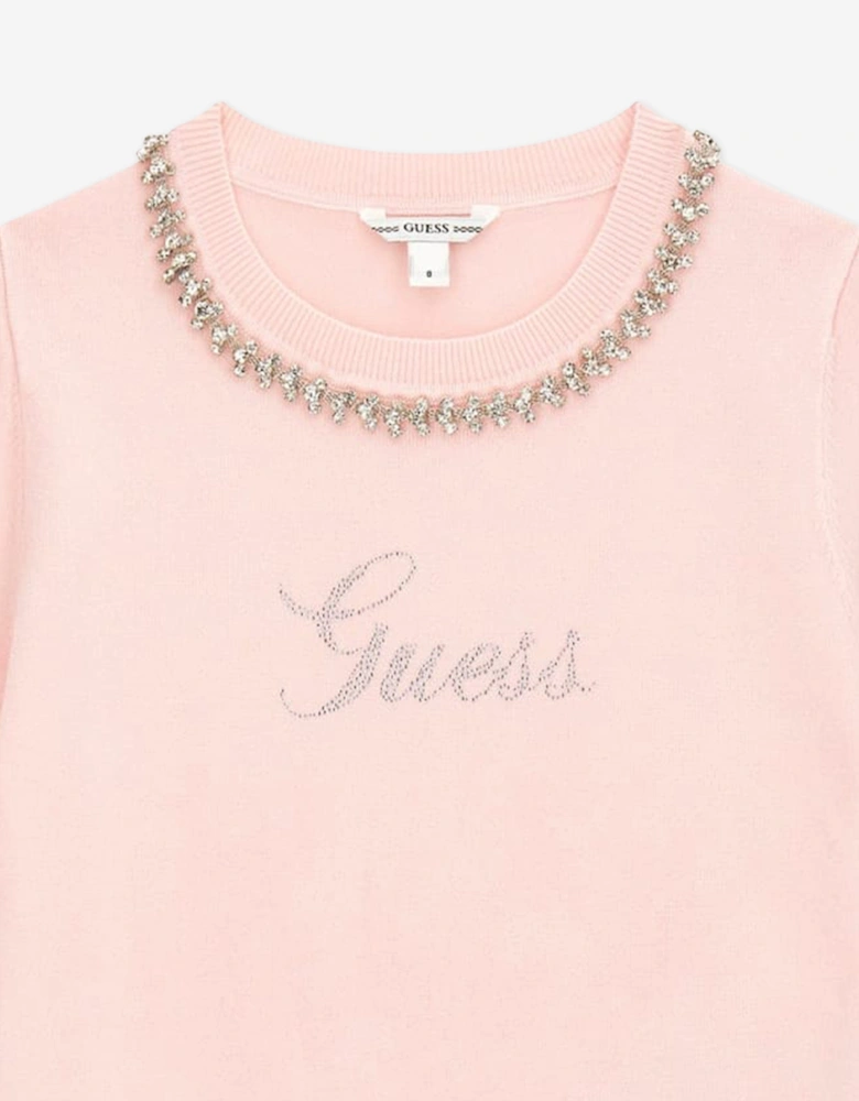 Girls Logo Sweater Top in Pink