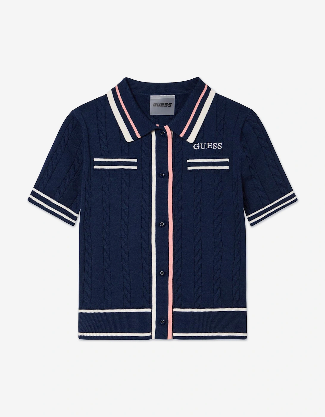 Girls Short Sleeve Cardigan in Navy, 5 of 4