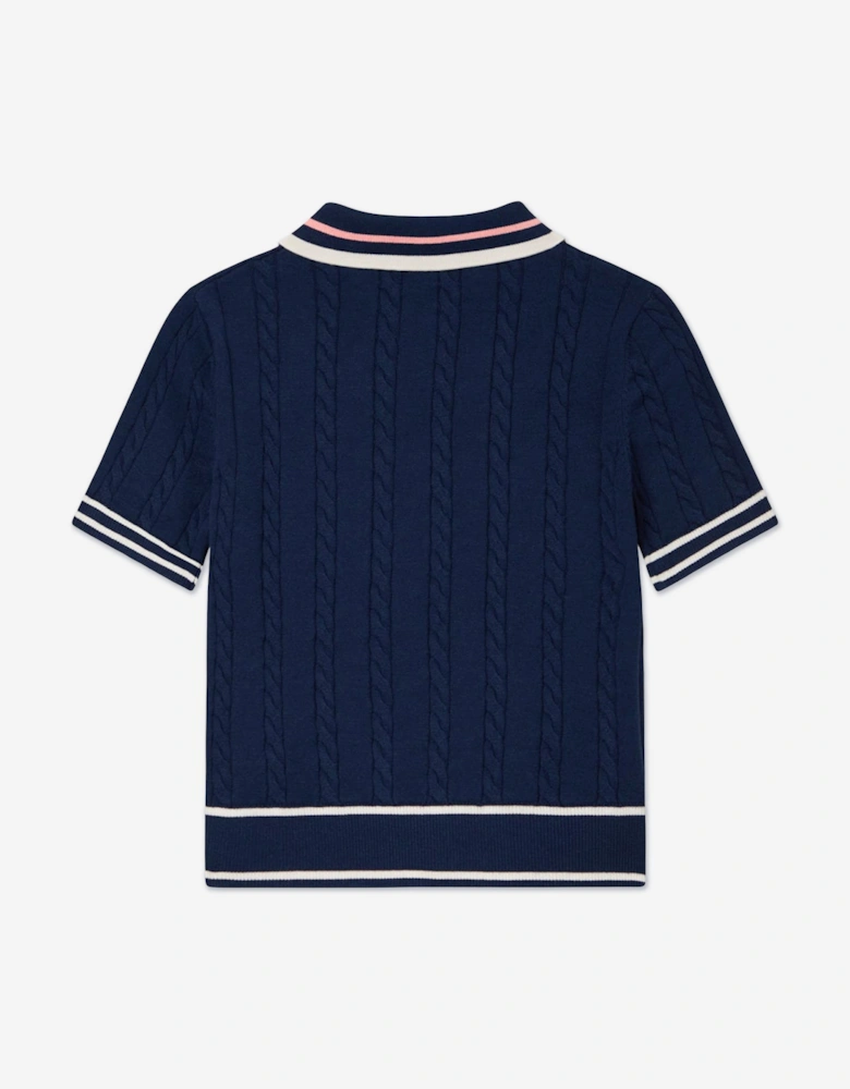 Girls Short Sleeve Cardigan in Navy