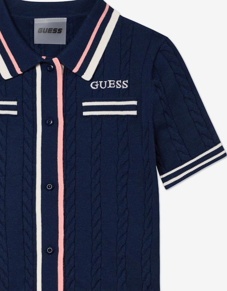 Girls Short Sleeve Cardigan in Navy