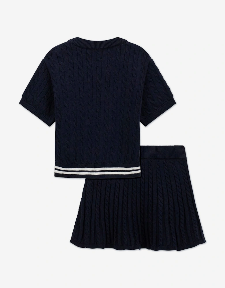 Girls Sweater Top and Skirt Set in Navy