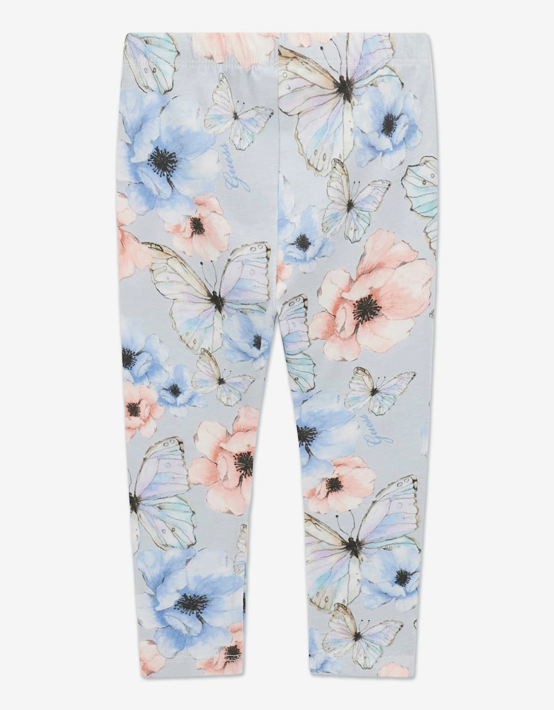Girls Butterfly Collage Leggings in Blue
