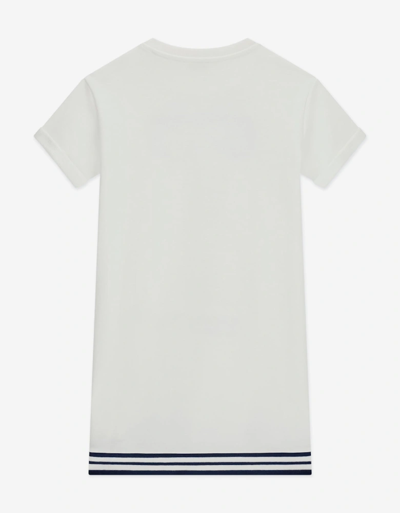 Girls Bear Sweater Dress in White