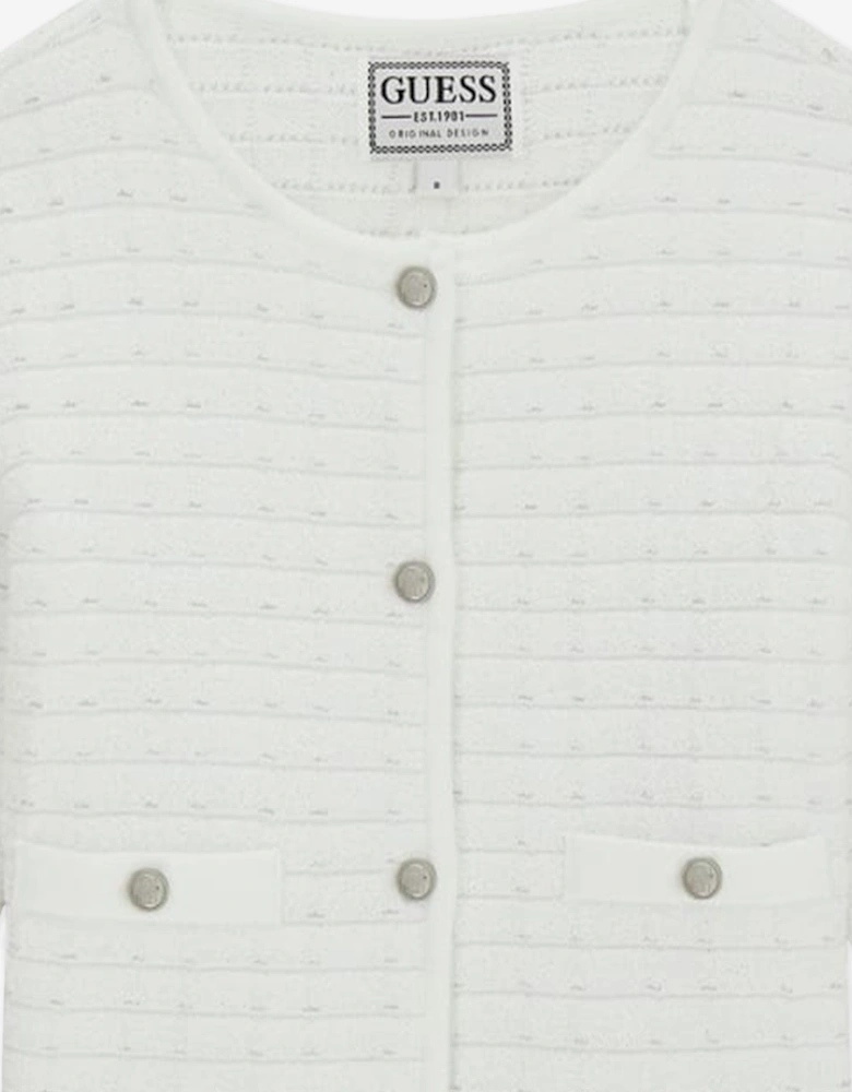Girls Tweed Cardigan in White