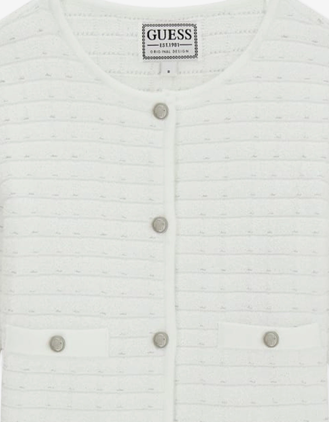 Girls Tweed Cardigan in White