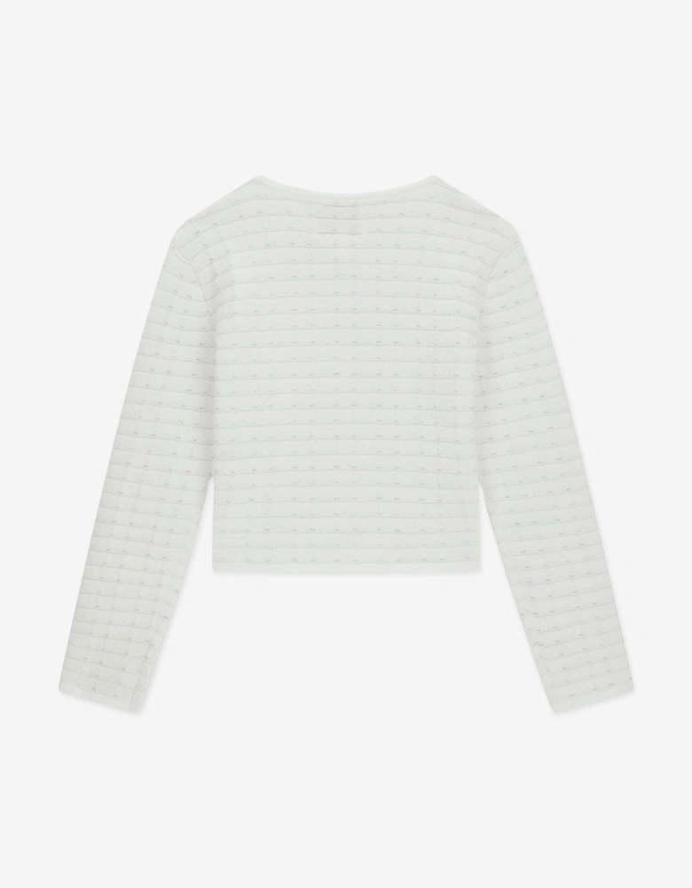 Girls Tweed Cardigan in White