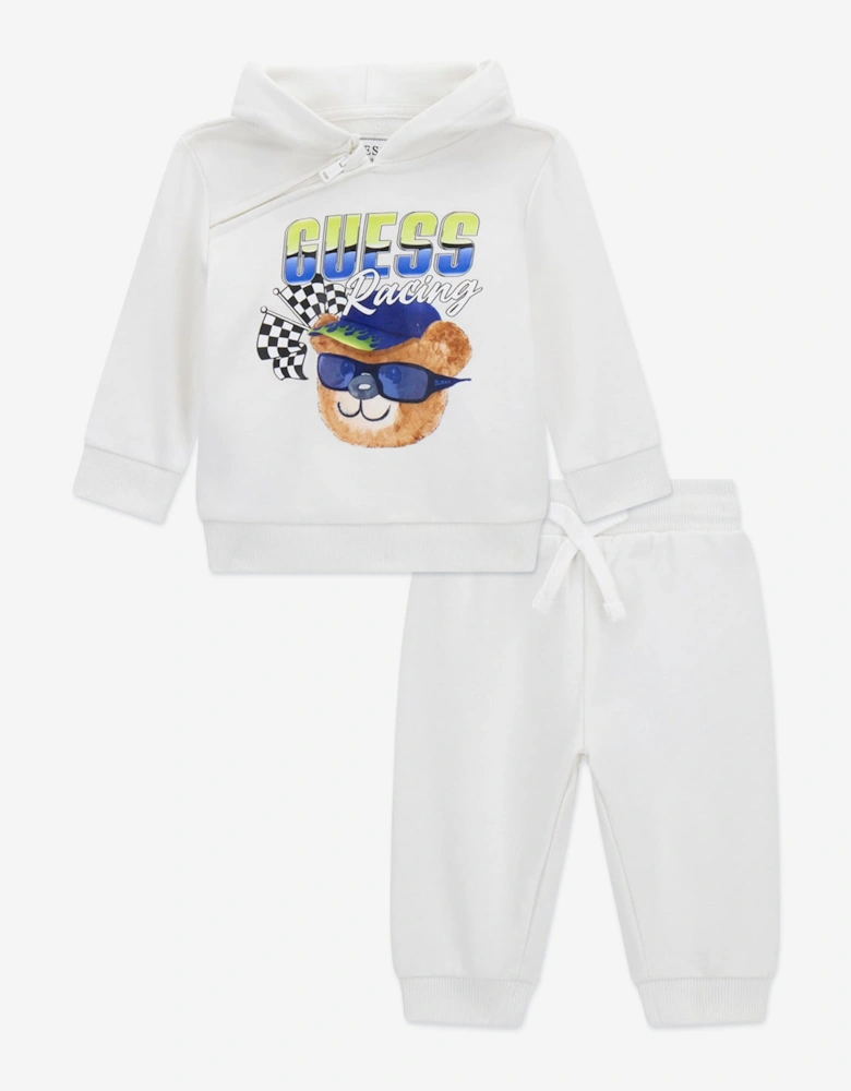 Baby Boys Racing Bear Tracksuit in White