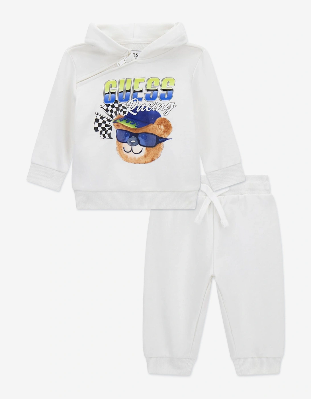 Baby Boys Racing Bear Tracksuit in White, 5 of 4