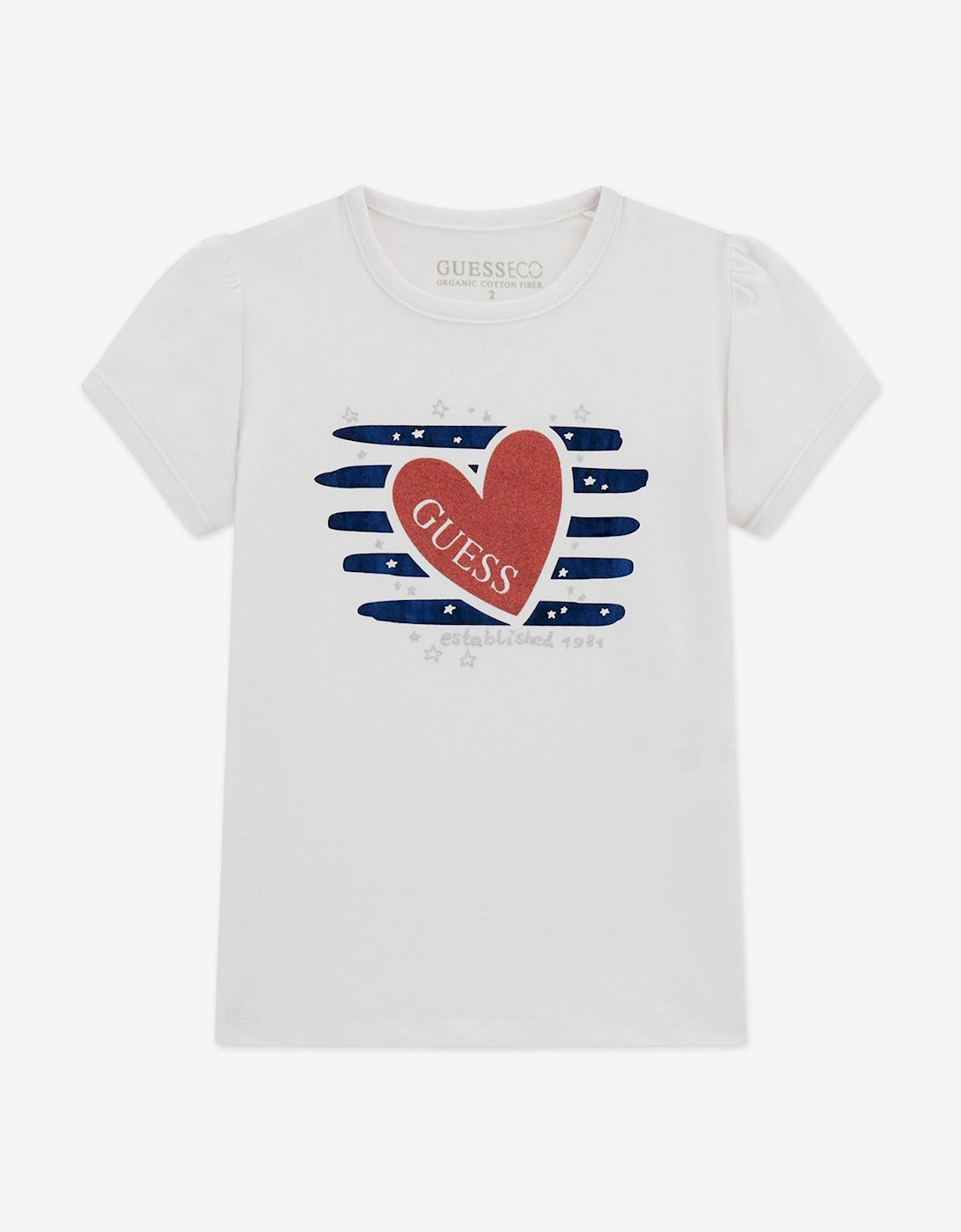 Guess Girls White Baby 'S Heart Logo T-Shirt In - Size: 12-18 Months/9-12 Months Kids