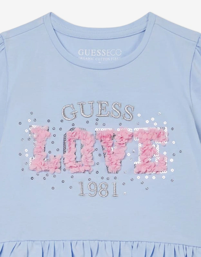 Girls Love Logo Peplum T-Shirt in Blue