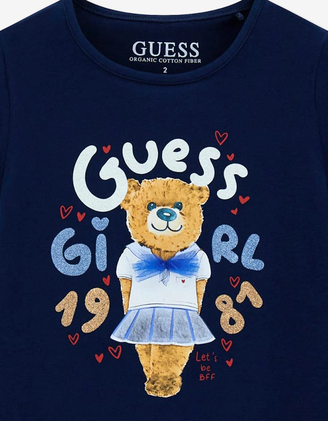 Girls Bear Print T-Shirt in Navy