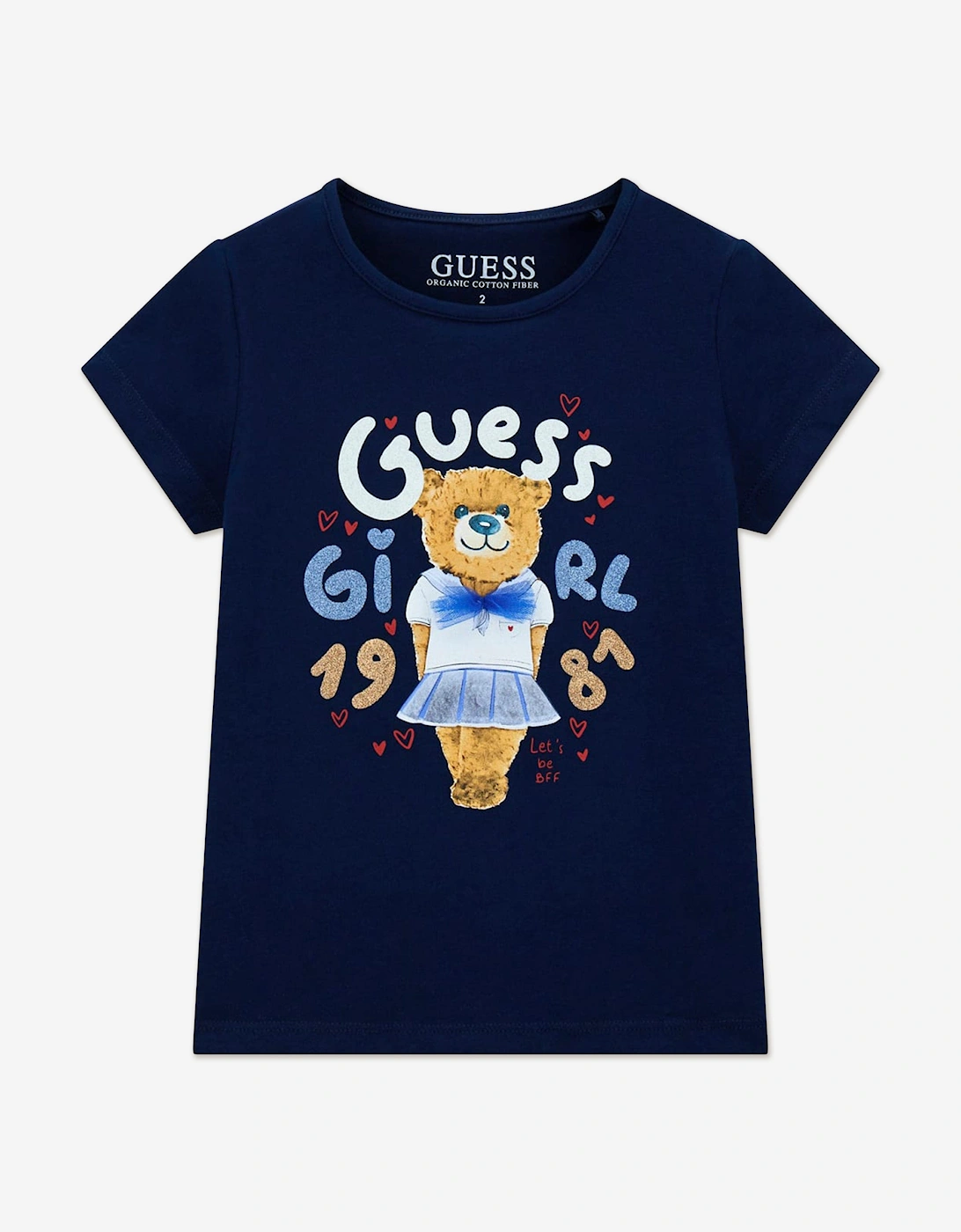 Girls Bear Print T-Shirt in Navy, 5 of 4