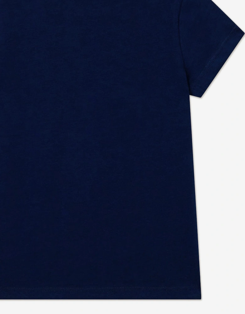 Girls Bear Print T-Shirt in Navy
