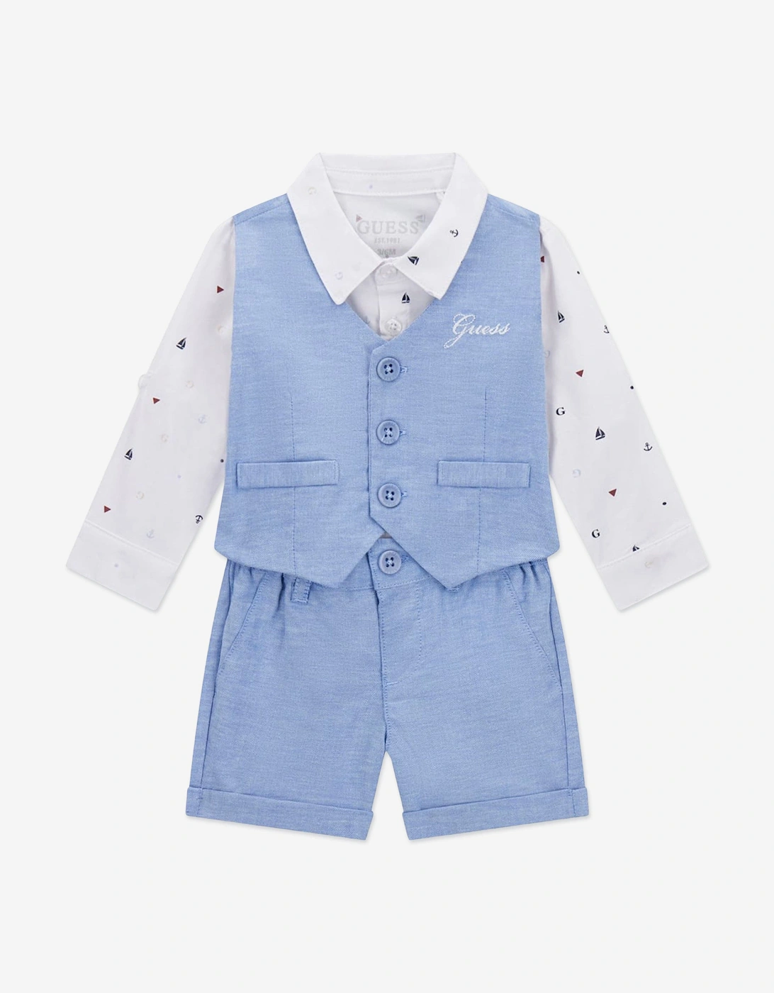 Baby Boys Short Set in Blue, 7 of 6