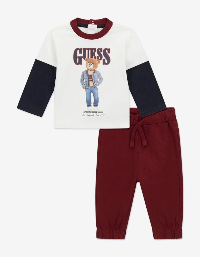 Baby Boys Bear T-Shirt and Joggers Set in Red