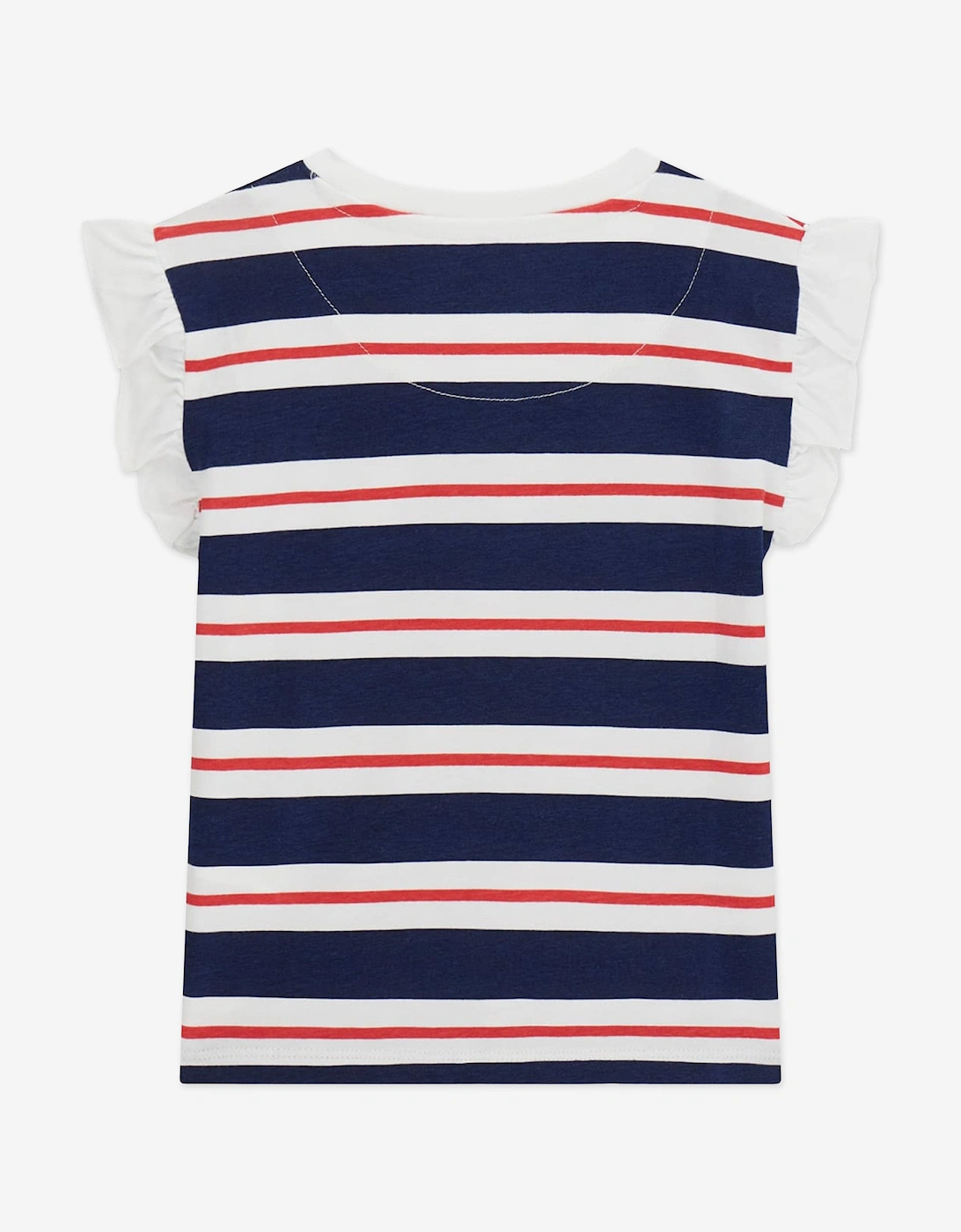 Girls Striped Logo T-Shirt in Navy