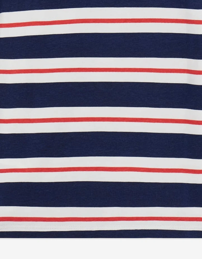 Girls Striped Logo T-Shirt in Navy