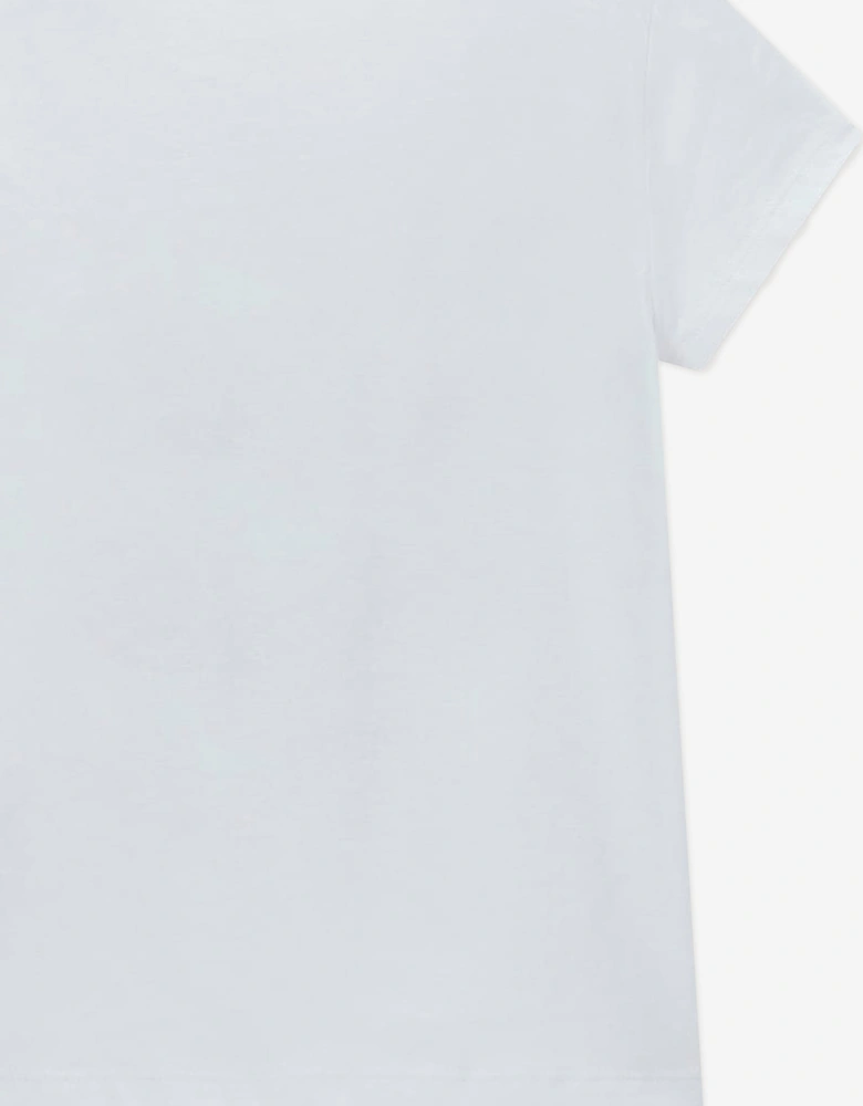 Girls Bear Print T-Shirt in White