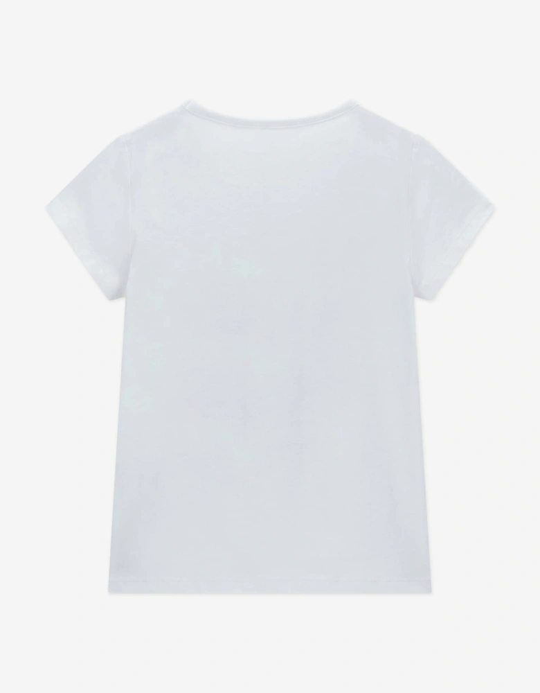 Girls Bear Print T-Shirt in White