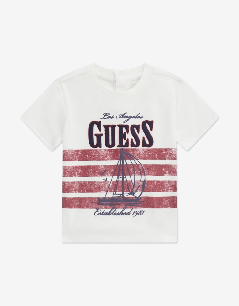 Baby Boys T-Shirt and Denim Shorts Set in White