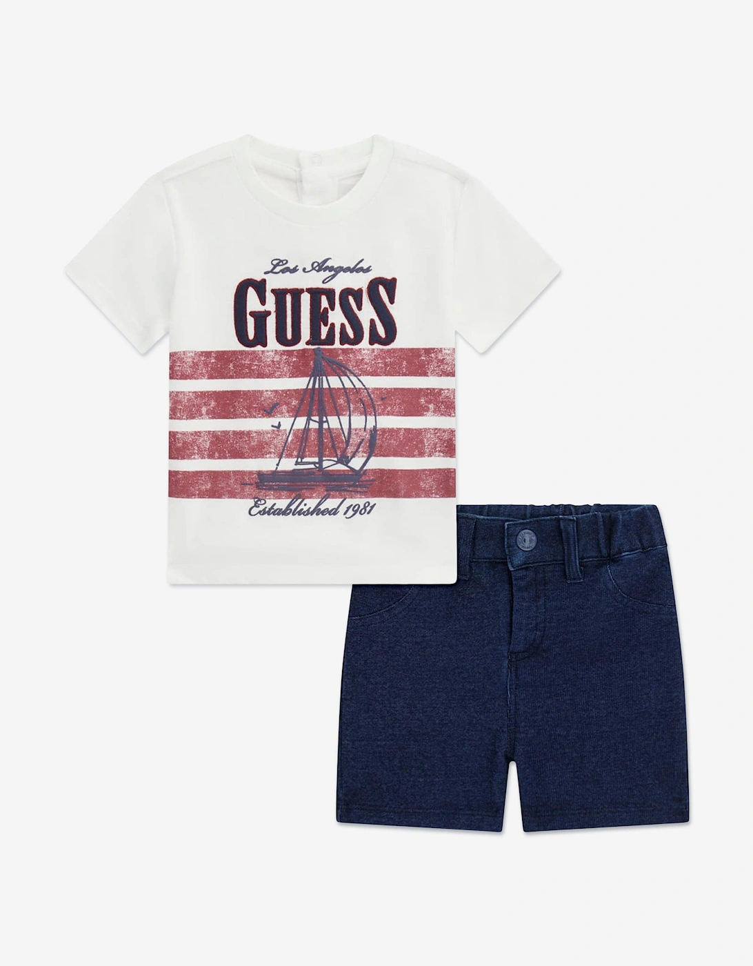 Baby Boys T-Shirt and Denim Shorts Set in White, 5 of 4