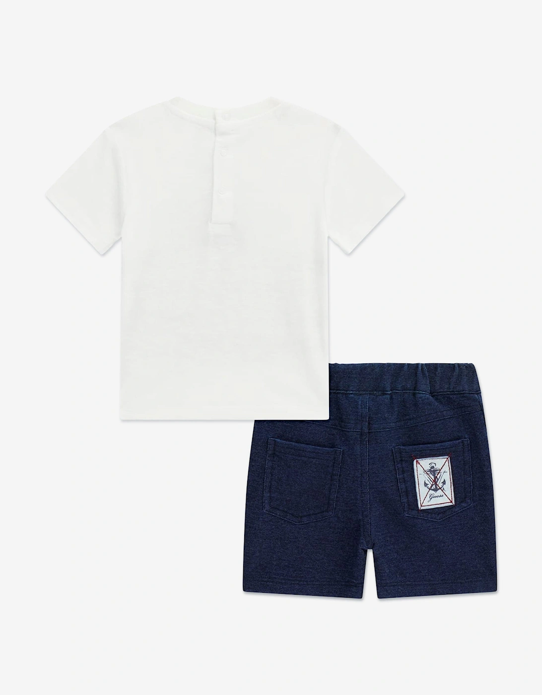Baby Boys T-Shirt and Denim Shorts Set in White