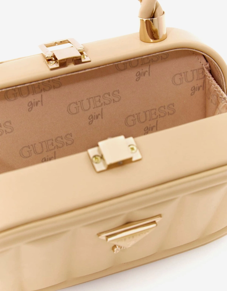 Girls Hard Case Handbag in Beige (19.5cm)